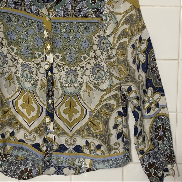NWOT Mossimo Dutti Paisley Ling Sleeve Bottom Up Shirt Size 2 - Picture 9 of 14